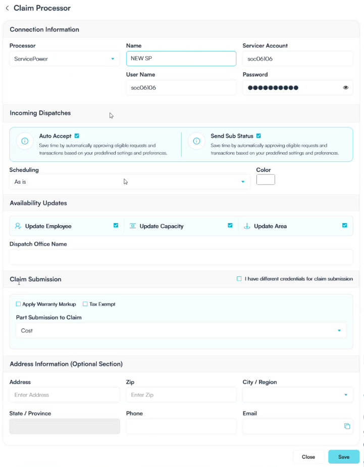 Claim Processor Setup