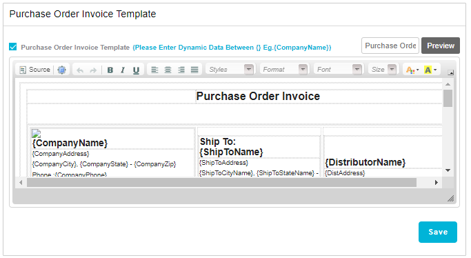 Purchase Order Settings